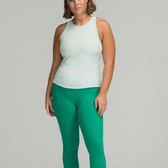 Lululemon Base Pace Ribbed Tank Top Delicate Mint Fitted High Neck Size 8 - Picture 1 of 4